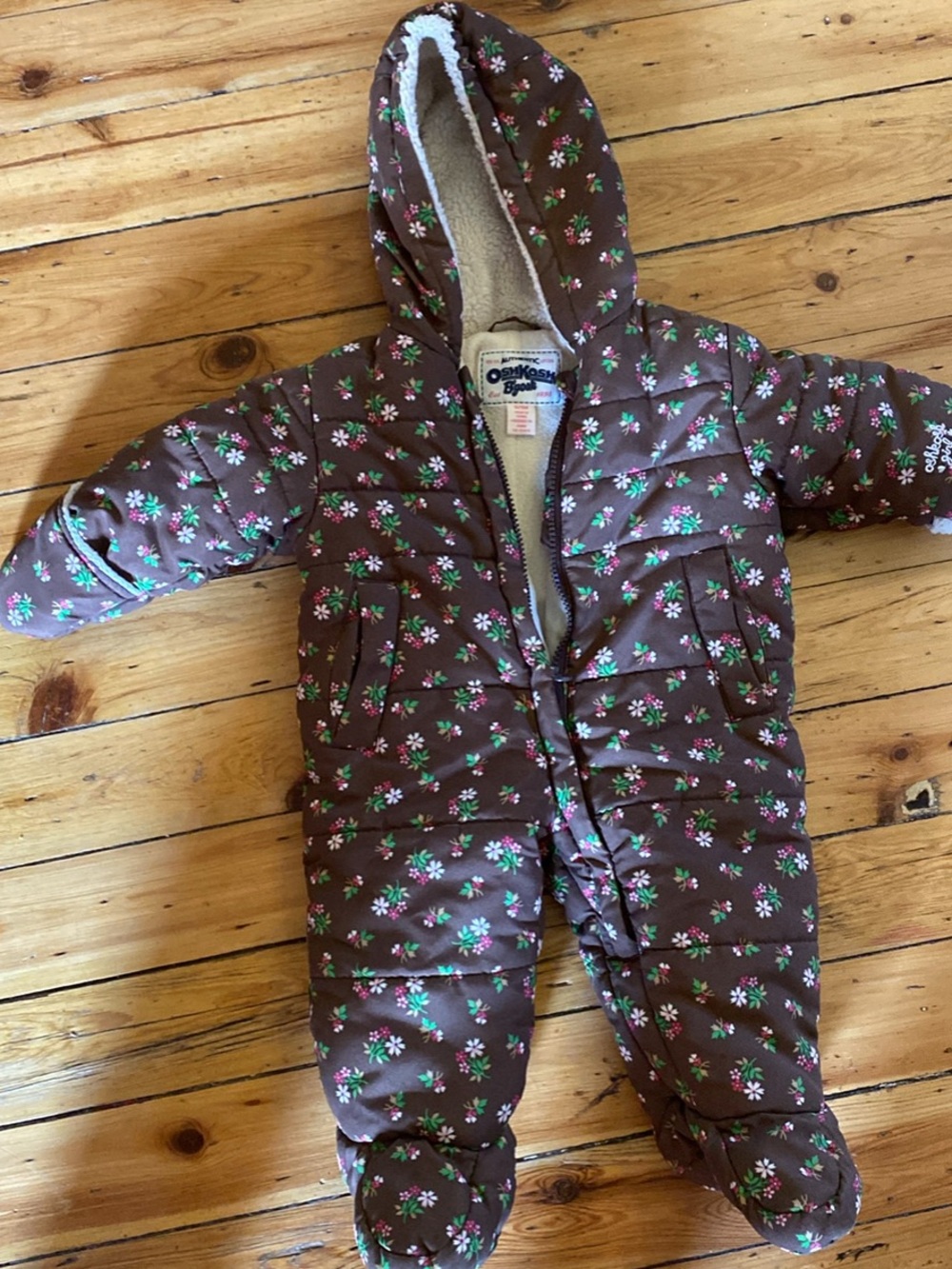 OshKosh B'gosh Brown Floral Snowsuit